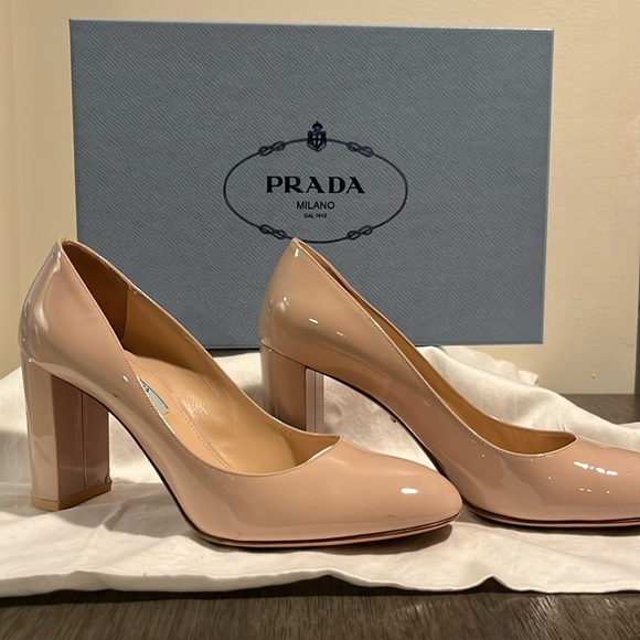 PRADA 39.5 patent Calzature Donna heel ,Vernice, Cipria/Nude. In original box - Picture 2 of 9
